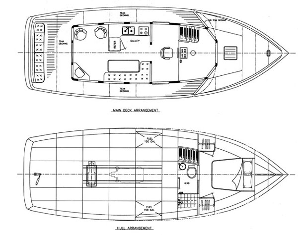 Aurora 40 - Power Yacht - Boat Plans - Boat Designs