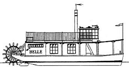 River Belle 40 - Power Cruiser/Stern Wheeler - Boat Plans 